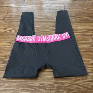 Gymshark Grey Leggings with Vibrant Pink Waistband